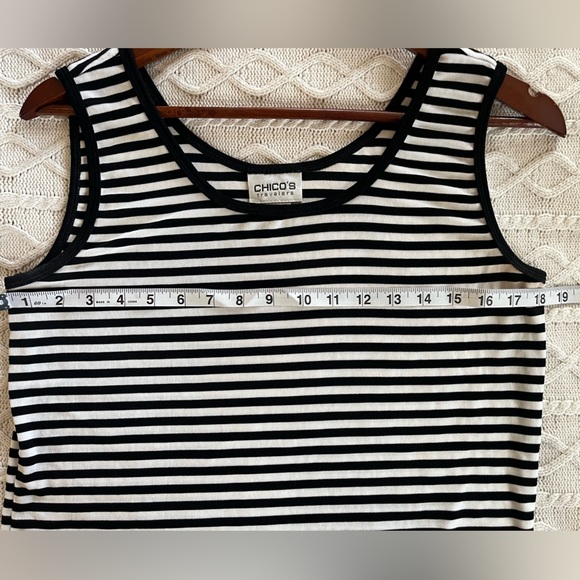 Chico’s Black & White Striped Sleeveless Blouse Women’s size Large - Picture 11 of 12